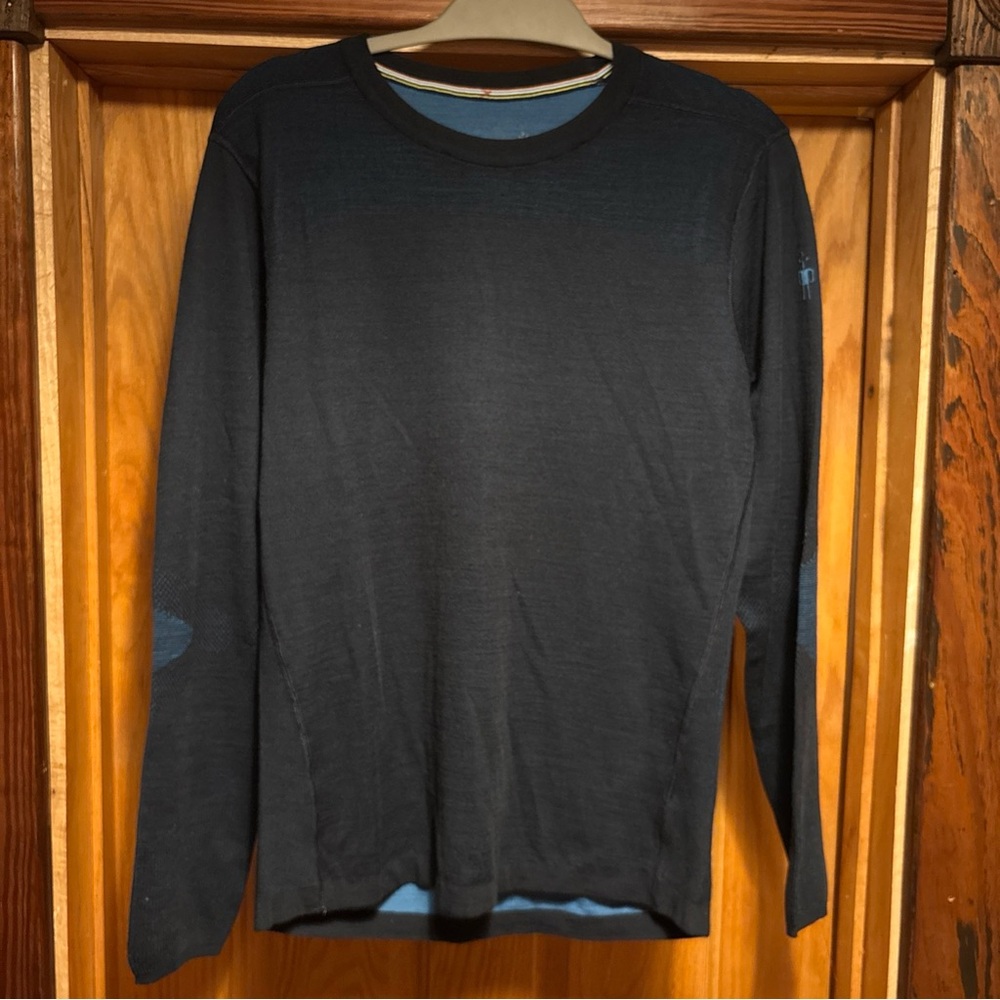 Smartwool Men's Intraknit™ Thermal Merino Base Layer Crew Large L Black Blue